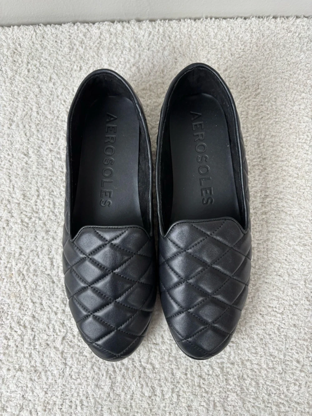 Aerosoles Shoes Womens 10.5M‎ Black Betunia Almond Closed Toe Leather Loafers